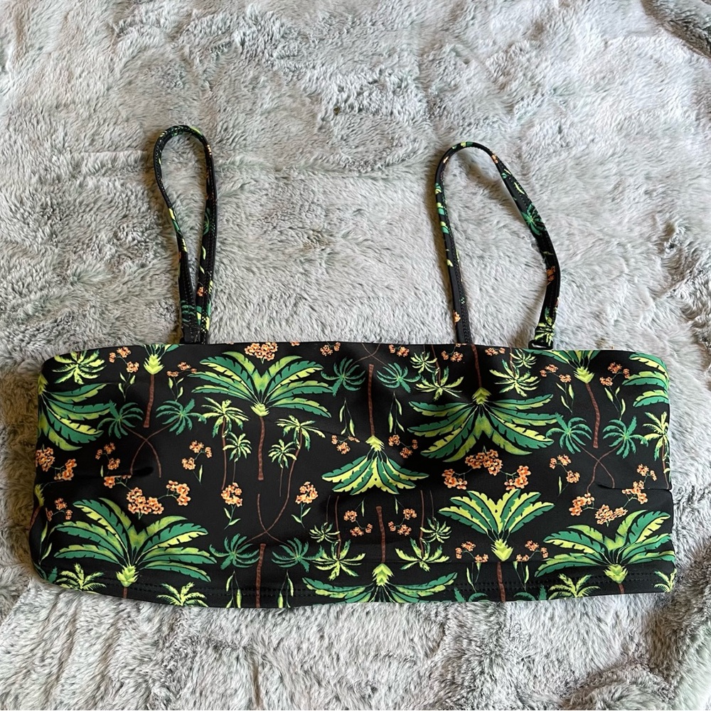 Old Navy Black and Green Jungle Bikini Top Size Medium